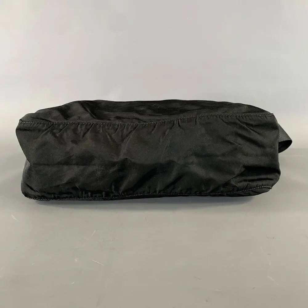 PRADA Black Silver Logo Nylon Shoulder Bag Bags